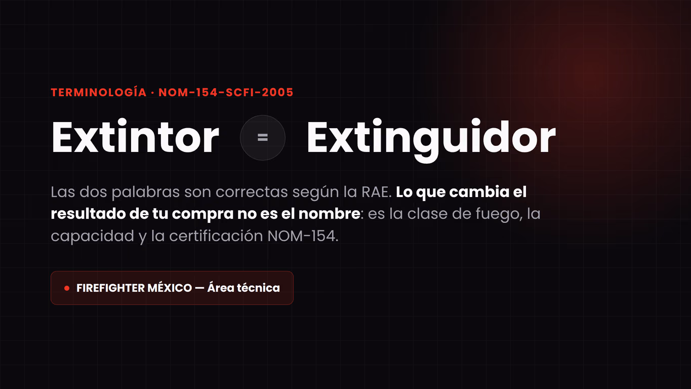 Comparación visual de las palabras extintor y extinguidor con la definición de la RAE