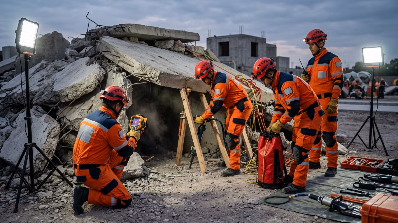 Brigada forestal combatiendo incendio de vegetación