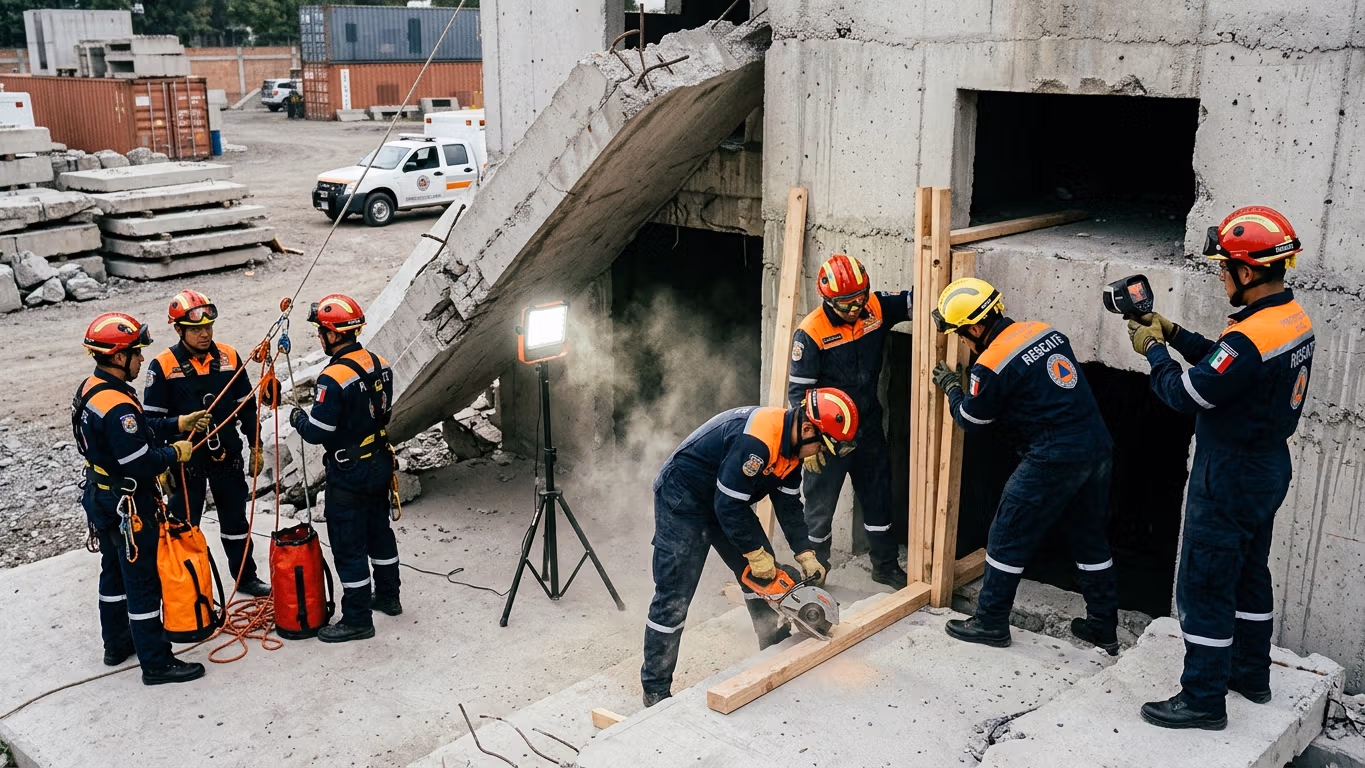 Brigada forestal combatiendo incendio de vegetación