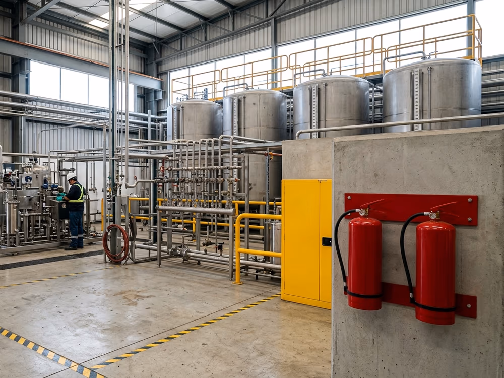 Banco de cilindros rodantes en instalación industrial